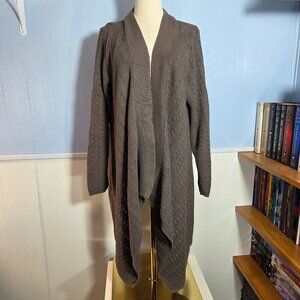 J. Jill Brown Knit Open Waterfall Longsleeve Casual Fall Cardigan Sweater